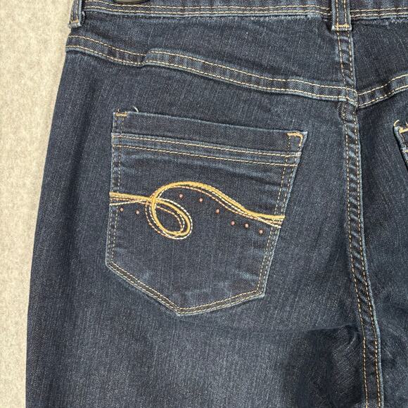 Lee Riders Jeans Womens 8 Petite Bootcut Studded Mid Rise Dark Wash Embroidered‎ - Picture 9 of 12